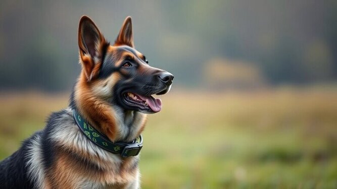 German shepherd with gps collar